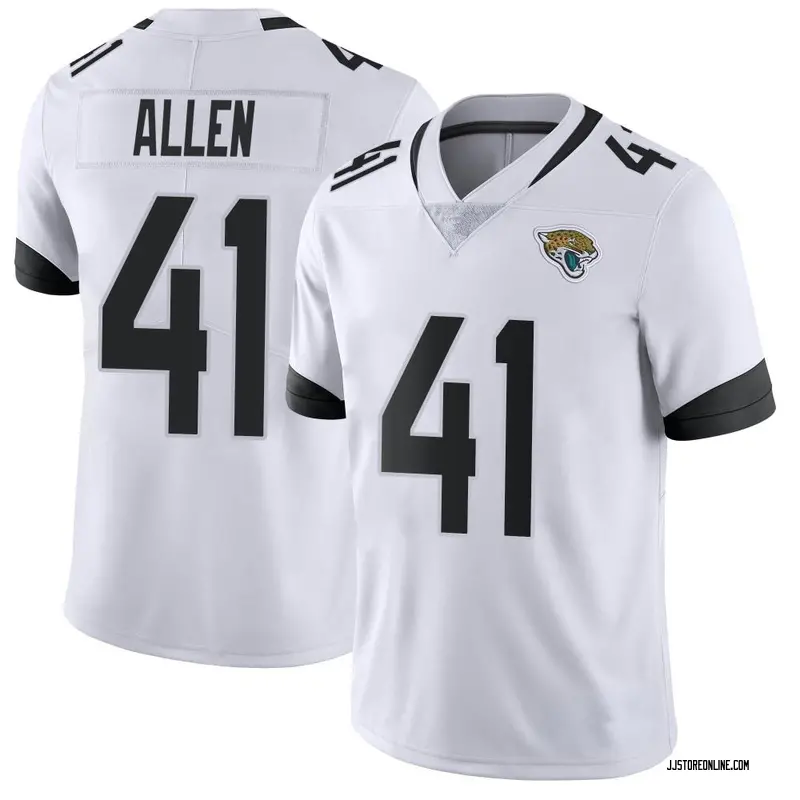 Josh Allen Jacksonville Jaguars Game-Used #41 White Jersey vs. Cincinnati  Bengals on September 30 2021